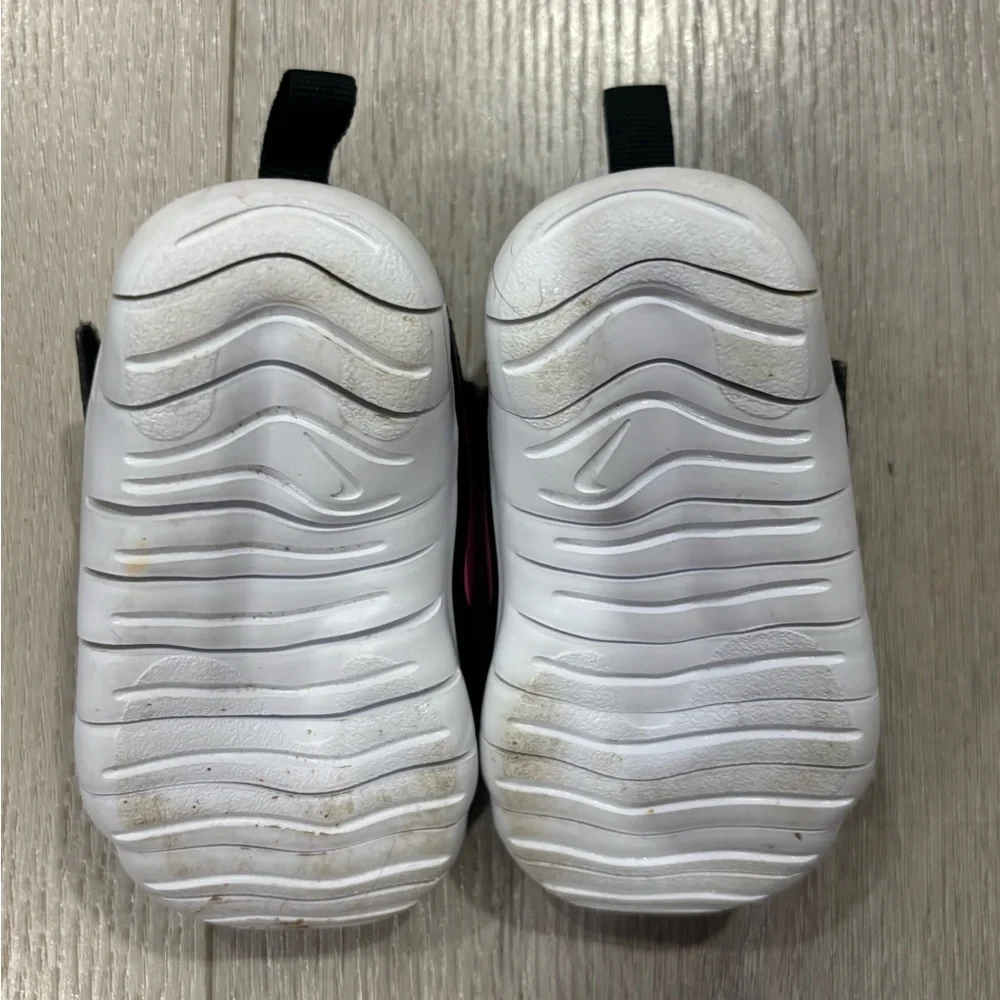 Nike Flex Toddler Sneakers Black Pink Size 5C Velcro Running Shoes - Picture 5 of 7